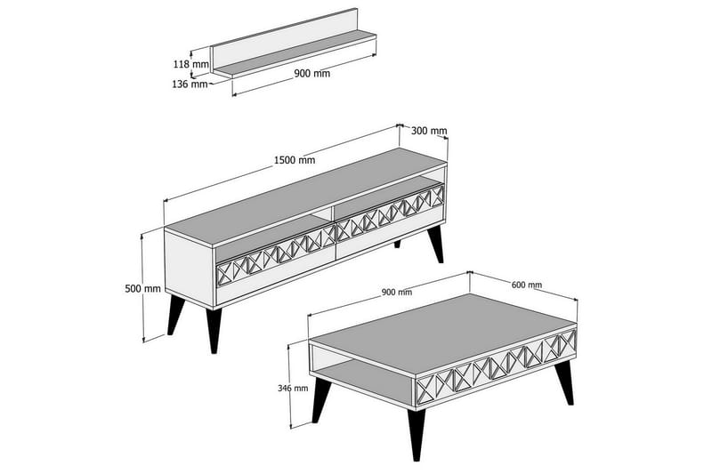 TUERO Vardagsrumsset 150 cm Ek - Möbler - Vardagsrum - Tv-möbler & mediamöbler - Tv-möbelset