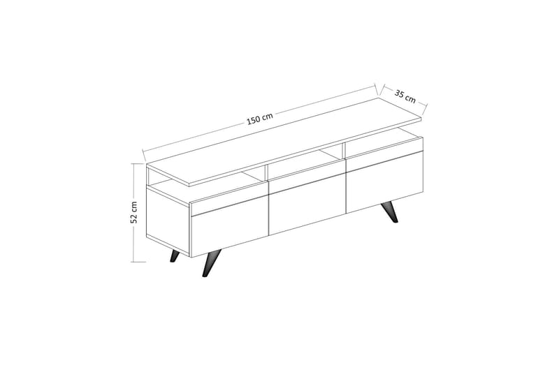 TV-MÖBELSET 35x150 cm 3 Skåp Natur/Vit - Vit - Möbler - Vardagsrum - Tv-möbler & mediamöbler - Tv-möbelset