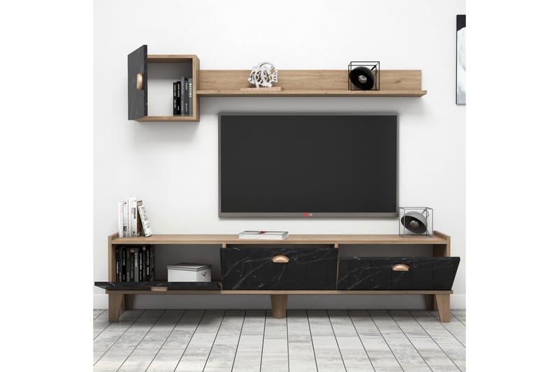 TV-MÖBELSET 35x178 cm Natur/Svart - Tv-möbelset