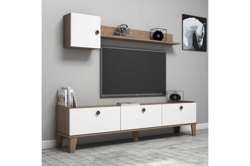 TV-MÖBELSET 35x178 cm Natur/Vit - Möbler - Vardagsrum - Tv-möbler & mediamöbler - Tv-möbelset