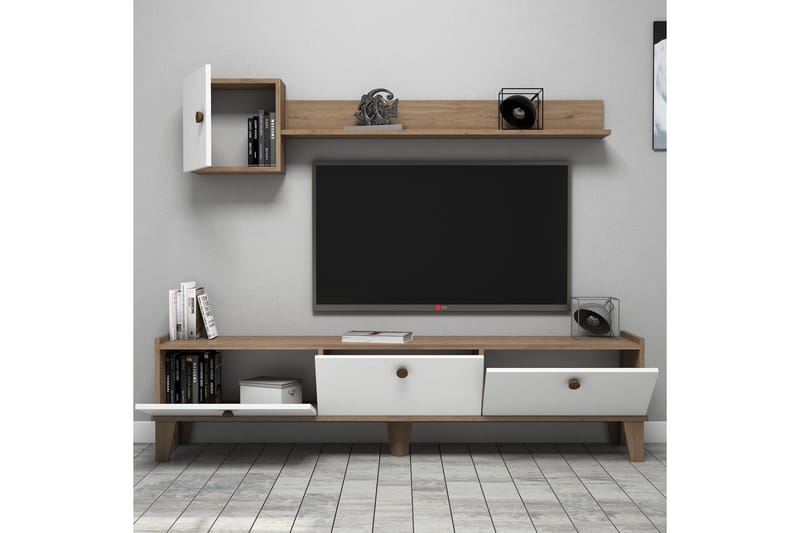 TV-MÖBELSET 35x178 cm Natur/Vit - Möbler - Vardagsrum - Tv-möbler & mediamöbler - Tv-möbelset