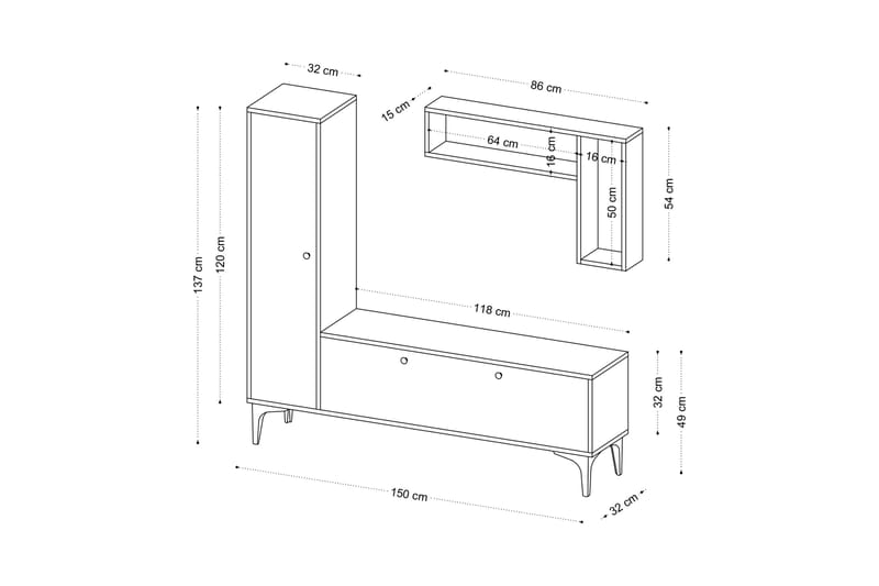 UKHAND Tv-möbelset 118x49 cm Blå - Möbler - Vardagsrum - Tv-möbler & mediamöbler - Tv-möbelset