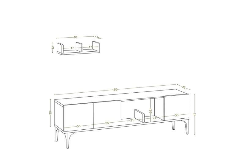 UKHAND Tv-möbelset 150x47 cm Vit - Möbler - Vardagsrum - Tv-möbler & mediamöbler - Tv-möbelset