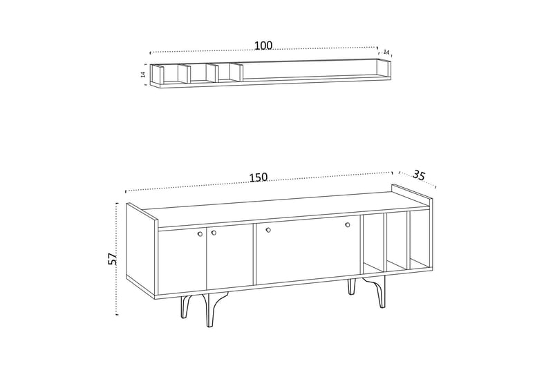 UKHAND Tv-möbelset 150x57 cm Vit - Möbler - Vardagsrum - Tv-möbler & mediamöbler - Tv-möbelset