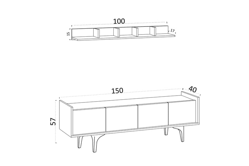 UKHAND Tv-möbelset 150x57 cm Vit - Möbler - Vardagsrum - Tv-möbler & mediamöbler - Tv-möbelset