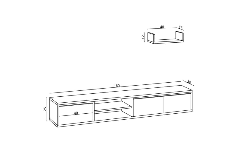 UKHAND Tv-möbelset 180x25 cm Blå - Möbler - Vardagsrum - Tv-möbler & mediamöbler - Tv-möbelset