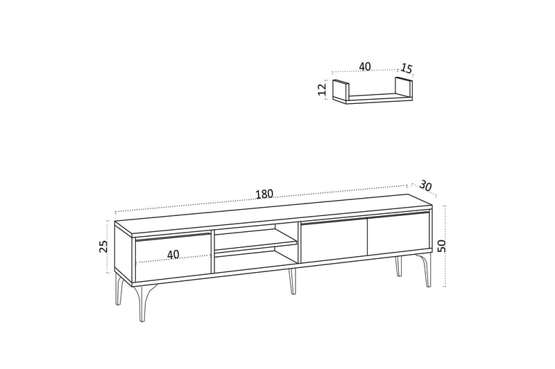 UKHAND Tv-möbelset 180x50 cm Vit - Möbler - Vardagsrum - Tv-möbler & mediamöbler - Tv-möbelset