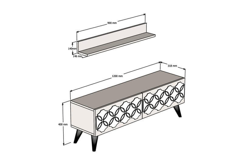 VARRED TV-Möbelset 120 cm Brun - Möbler - Vardagsrum - Tv-möbler & mediamöbler - Tv-möbelset