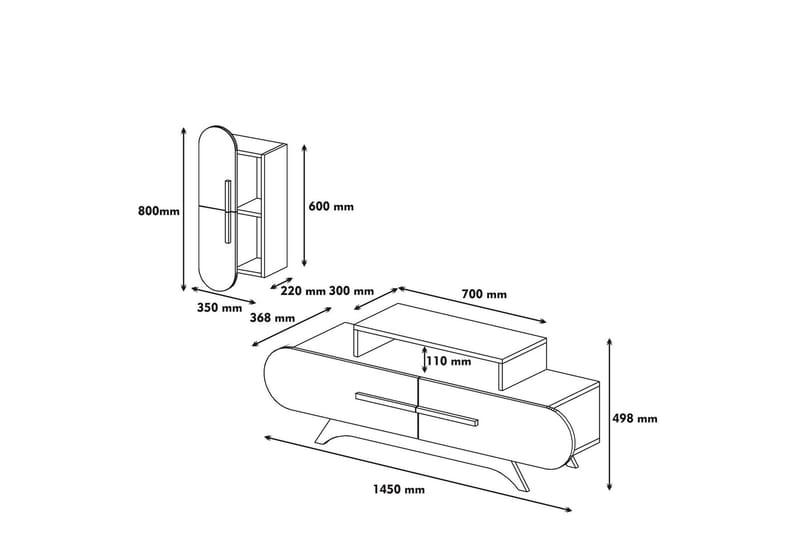 VARRED TV-Möbelset 145 cm Brun - Möbler - Vardagsrum - Tv-möbler & mediamöbler - Tv-möbelset