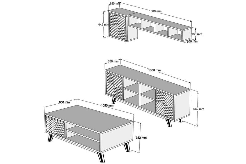 VARRED TV-Möbelset 160 cm Brun - Brun/Mönstrad - Möbler - Vardagsrum - Tv-möbler & mediamöbler - Tv-möbelset