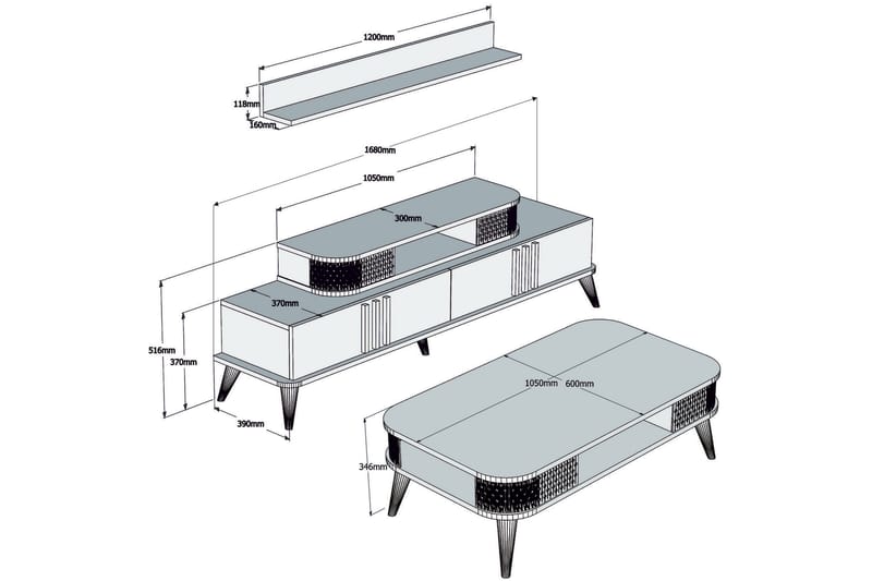 VARRED TV-Möbelset 168 cm Brun - Beige - Möbler - Vardagsrum - Tv-möbler & mediamöbler - Tv-möbelset