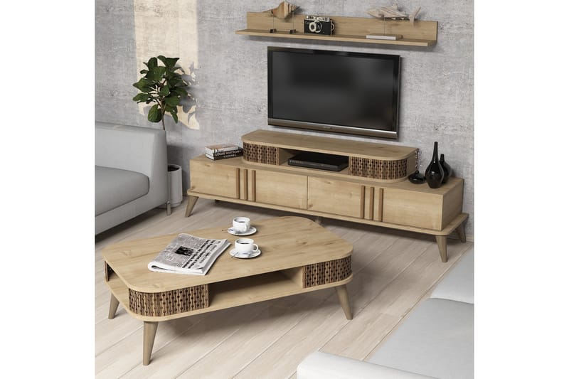 VARRED TV-Möbelset 168 cm Brun - Beige - Möbler - Vardagsrum - Tv-möbler & mediamöbler - Tv-möbelset