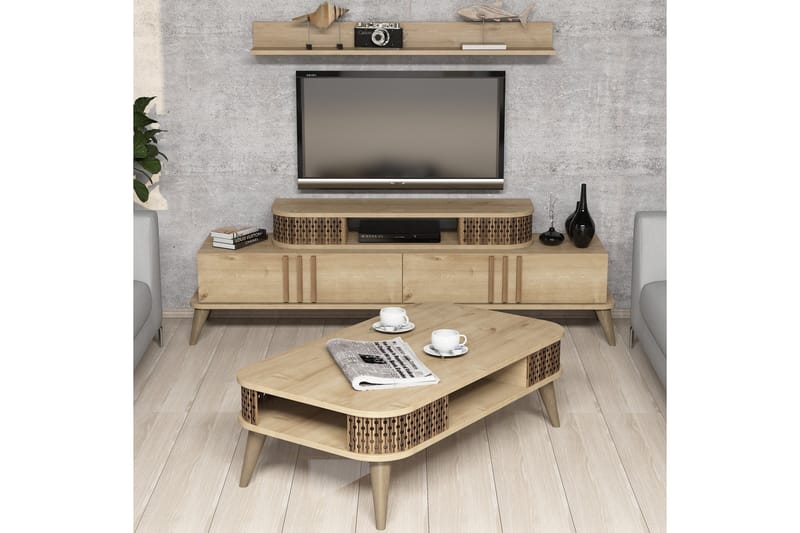 VARRED TV-Möbelset 168 cm Brun - Beige - Möbler - Vardagsrum - Tv-möbler & mediamöbler - Tv-möbelset