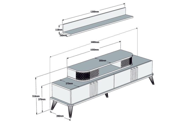 VARRED TV-Möbelset 168 cm Vit - Möbler - Vardagsrum - Tv-möbler & mediamöbler - Tv-möbelset