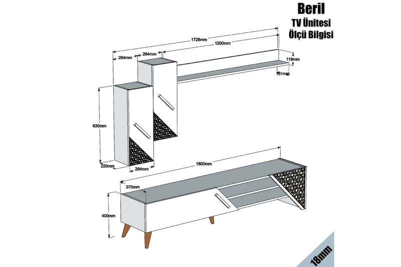 VARRED TV-Möbelset 180 cm Brun - Brun - Möbler - Vardagsrum - Tv-möbler & mediamöbler - Tv-möbelset