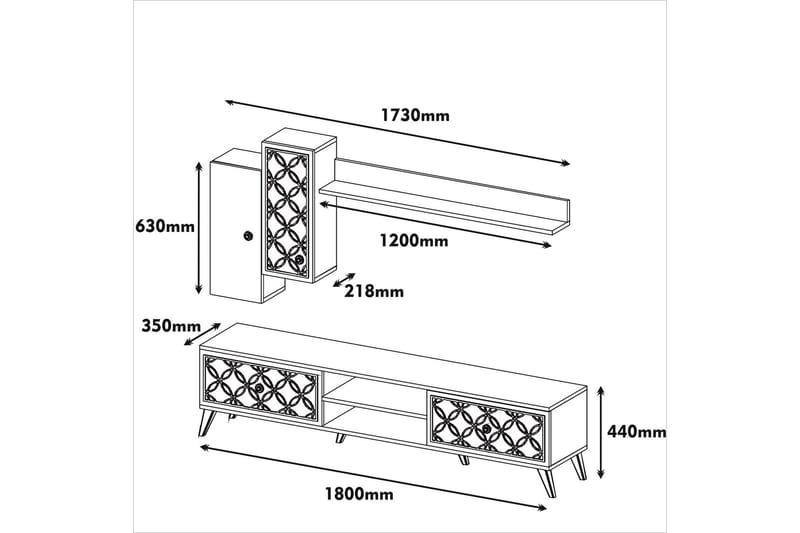 VARRED TV-Möbelset 180 cm Brun - Brun/Mönstrad - Möbler - Vardagsrum - Tv-möbler & mediamöbler - Tv-möbelset