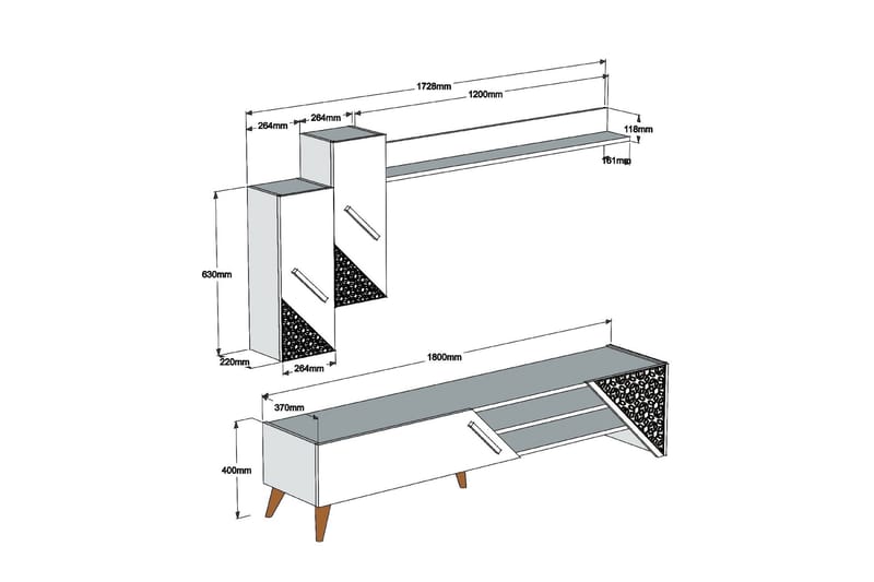 VARRED TV-Möbelset 180 cm Vit - Möbler - Vardagsrum - Tv-möbler & mediamöbler - Tv-möbelset