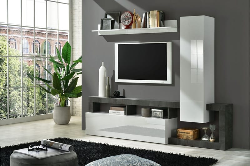 ELLERAU TV-skåp 55x219 cm Vit/Oxid - Tv-skåp