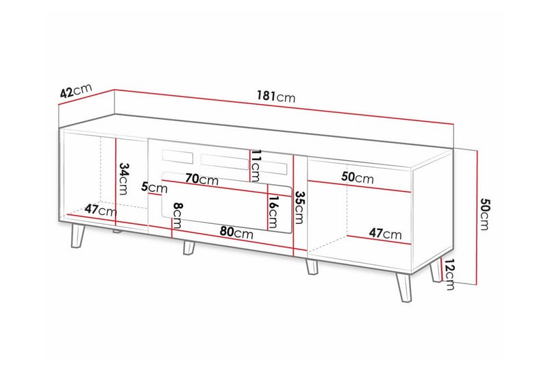 Juniskär tv-skåp med förvaring inbyggd LED kamin - 42x50x181 - Möbler - Vardagsrum - Tv-möbler & mediamöbler - Tv-skåp