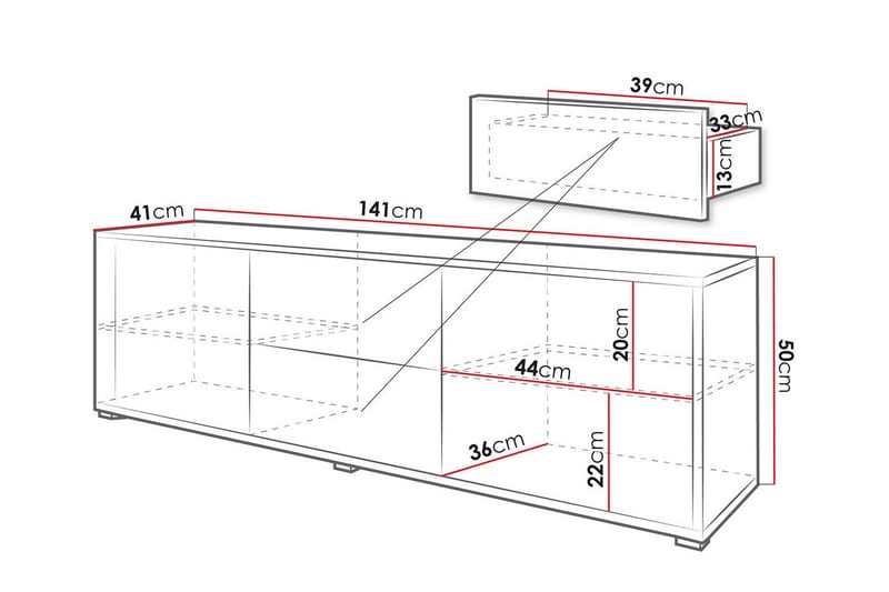 Kintore Tv-skåp 141 cm Vit - Möbler - Vardagsrum - Tv-möbler & mediamöbler - Tv-skåp