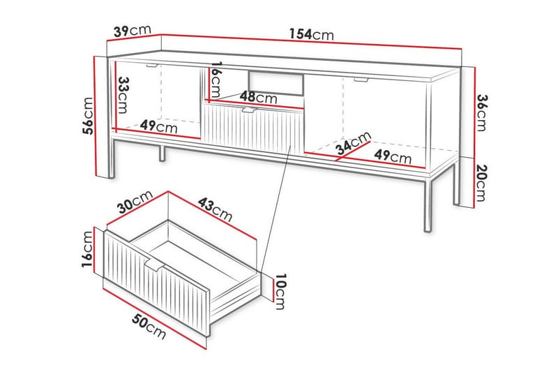 Klinkerville Tv-skåp 154 cm Vit - Möbler - Vardagsrum - Tv-möbler & mediamöbler - Tv-skåp