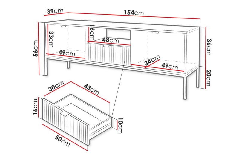 Klinkerville Tv-skåp 154 cm Vit - Möbler - Vardagsrum - Tv-möbler & mediamöbler - Tv-skåp