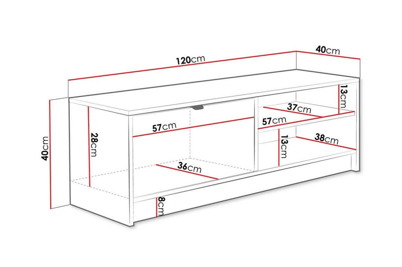 Novaj Tv-skåp 120 cm Vit - Möbler - Vardagsrum - Tv-möbler & mediamöbler - Tv-skåp