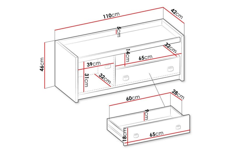 Rathmore Tv-skåp 110 cm Grå - Möbler - Vardagsrum - Tv-möbler & mediamöbler - Tv-skåp