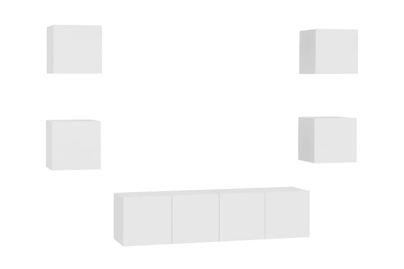 TV-skåp 6 delar vit spånskiva - Vit - Möbler - Vardagsrum - Tv-möbler & mediamöbler - Tv-skåp
