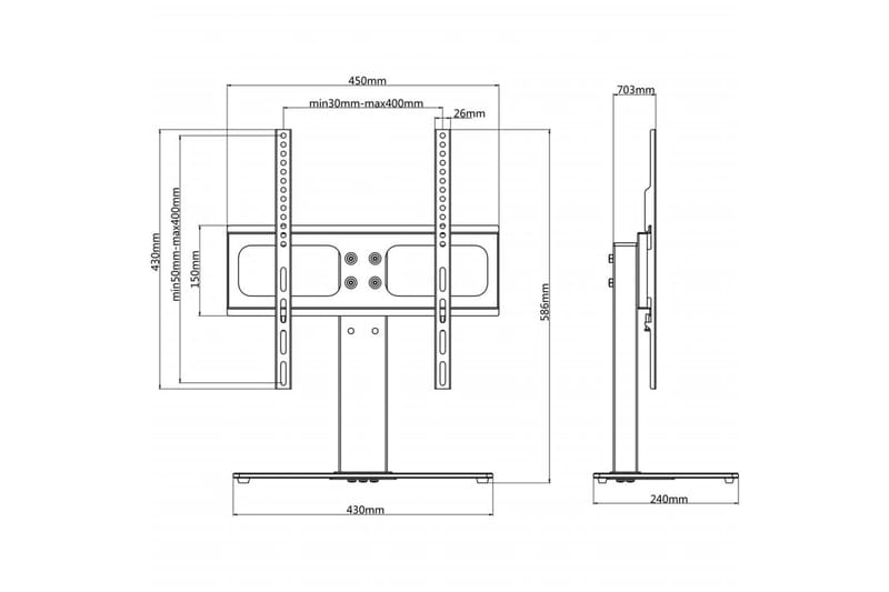 TV-stöd med fot 400x400 mm 23 - 55 - Svart - Möbler - Vardagsrum - Tv-möbler & mediamöbler - Tv-väggfästen & mediastativ - Tv stativ & väggfästen