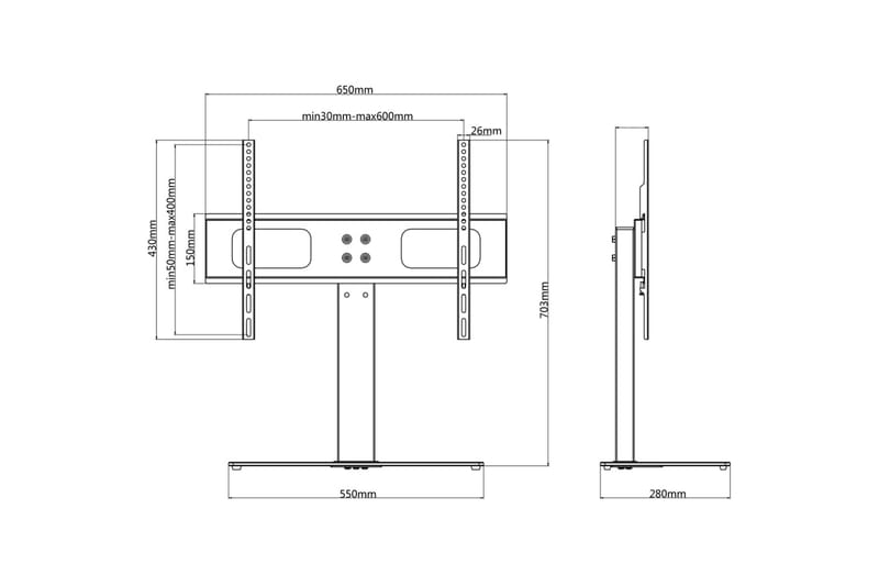 TV-stöd med fot 600x400 mm 32 - 70 - Svart - Möbler - Vardagsrum - Tv-möbler & mediamöbler - Tv-väggfästen & mediastativ - Tv stativ & väggfästen