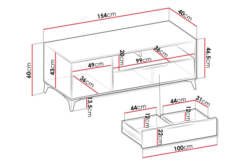 Vemdalen Tv-bänk 154 cm Sand beige - Möbler - Vardagsrum - Tv-möbler & mediamöbler - Tv-bänkar