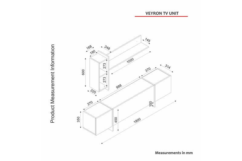 VEYRON Tv-bänk 180 cm Beige/Sandsten - Möbler - Vardagsrum - Tv-möbler & mediamöbler - Tv-bänkar