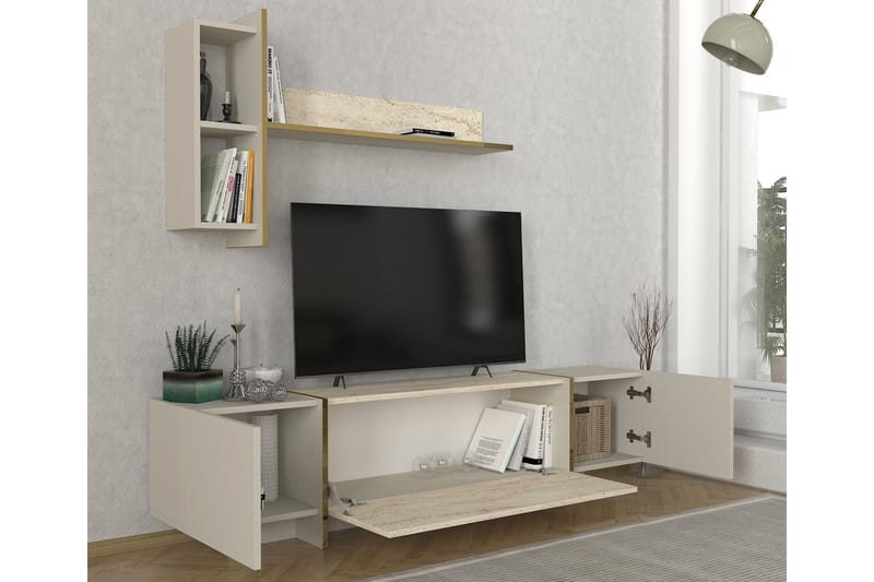 VEYRON Tv-bänk 180 cm Beige/Sandsten - Möbler - Vardagsrum - Tv-möbler & mediamöbler - Tv-bänkar