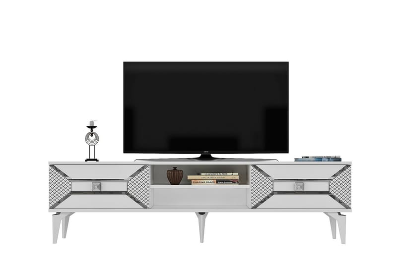 Yumedi Tv-bänk 150 cm Vit/Silver - Möbler - Vardagsrum - Tv-möbler & mediamöbler - Tv-bänkar