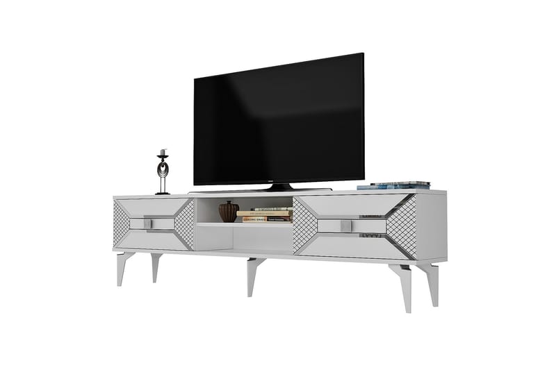 Yumedi Tv-bänk 150 cm Vit/Silver - Möbler - Vardagsrum - Tv-möbler & mediamöbler - Tv-bänkar