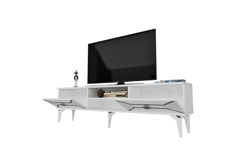 Yumedi Tv-bänk 150 cm Vit/Silver - Möbler - Vardagsrum - Tv-möbler & mediamöbler - Tv-bänkar