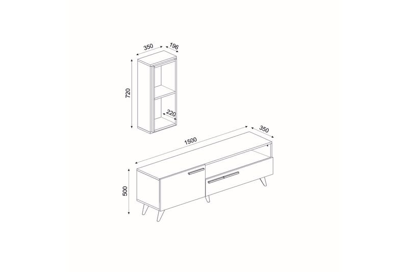 ZERA Tv-möbelset 150x35 cm Brun/Svart - Möbler - Vardagsrum - Tv-möbler & mediamöbler - Tv-möbelset