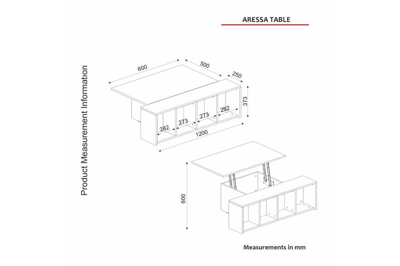 ARESSA Soffbord 75x60 cm Svart/Brun - Möbler - Vardagsrum - Soffbord & vardagsrumsbord - Soffbord