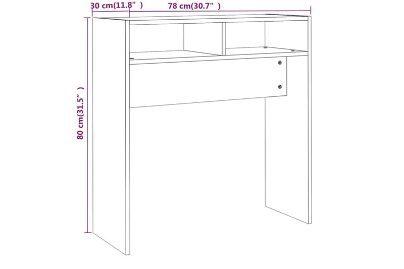 beBasic Avlastningsbord brun ek 78x30x80 cm konstruerat trä - Möbler - Vardagsrum - Soffbord & vardagsrumsbord - Avlastningsbord & konsolbord