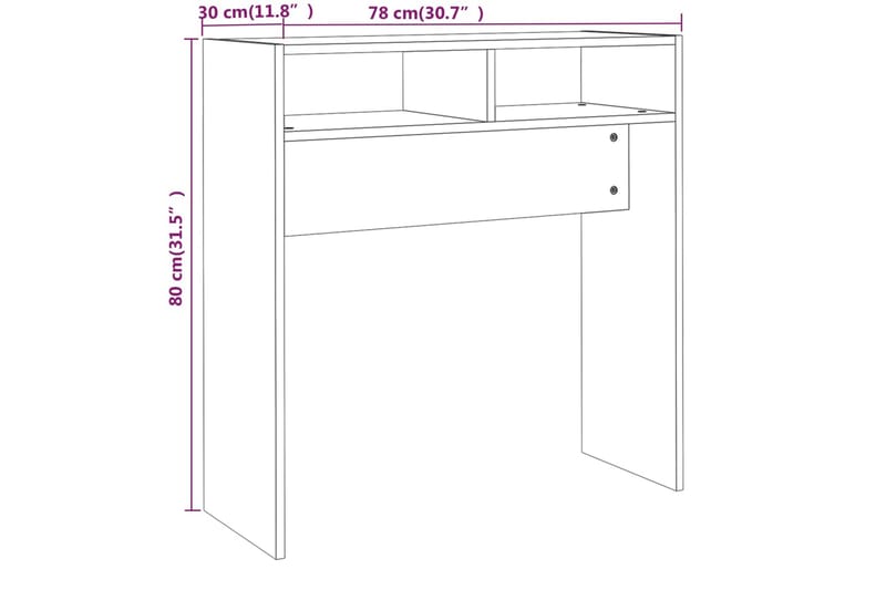 beBasic Avlastningsbord grå sonoma 78x30x80 cm konstruerat trä - Möbler - Vardagsrum - Soffbord & vardagsrumsbord - Avlastningsbord & konsolbord