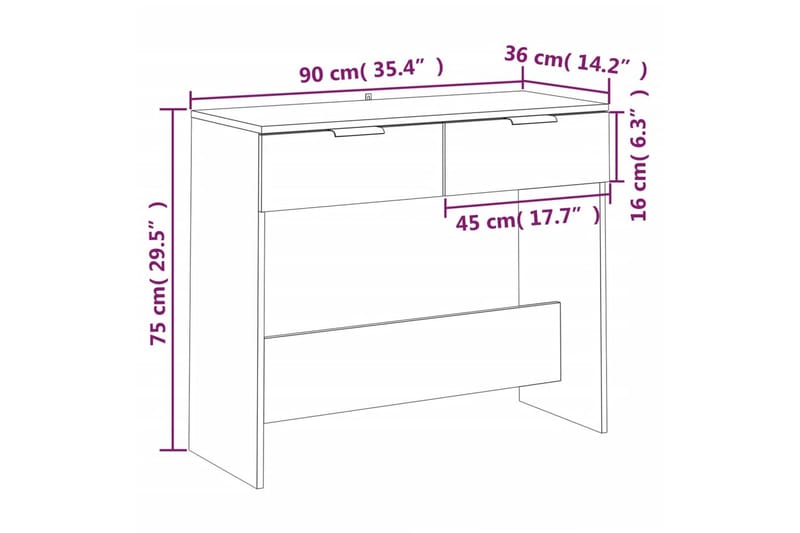 beBasic Avlastningsbord grå sonoma 90x36x75 cm konstruerat trä - Möbler - Vardagsrum - Soffbord & vardagsrumsbord - Avlastningsbord & konsolbord