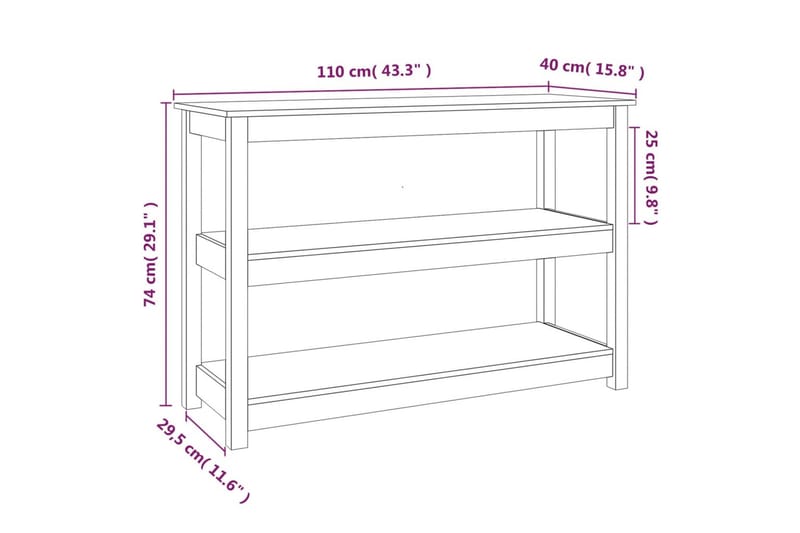 beBasic Konsolbord 110x40x74 cm massiv furu - Möbler - Vardagsrum - Soffbord & vardagsrumsbord - Avlastningsbord & konsolbord