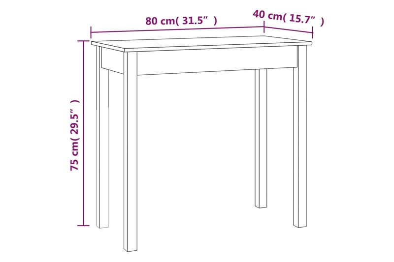 beBasic Konsolbord 80x40x75 cm massiv furu - Möbler - Vardagsrum - Soffbord & vardagsrumsbord - Avlastningsbord & konsolbord