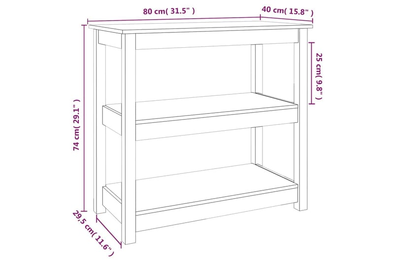 beBasic Konsolbord vit 80x40x74 cm massiv furu - Möbler - Vardagsrum - Soffbord & vardagsrumsbord - Avlastningsbord & konsolbord