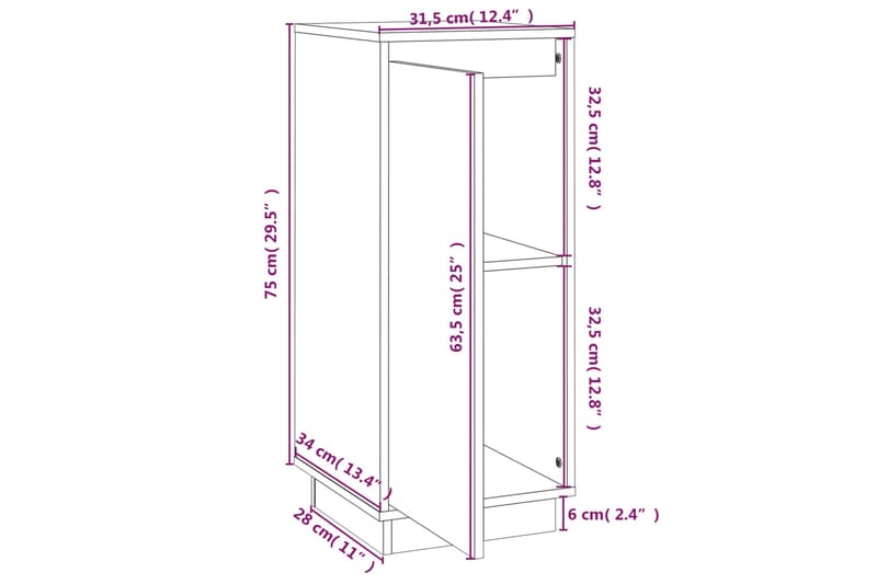 beBasic Skåp 2 st 31,5x34x75 cm massiv furu - Möbler - Vardagsrum - Soffbord & vardagsrumsbord - Sidobord & lampbord