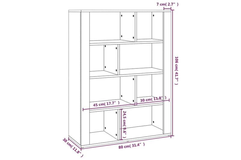 beBasic Skåp betonggrå 80x30x106 cm konstruerat trä - Möbler - Vardagsrum - Soffbord & vardagsrumsbord - Sidobord & lampbord