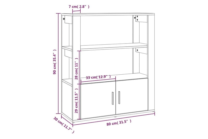 beBasic Skåp betonggrå 80x30x90 cm konstruerat trä - Brickbord - Bord - Sidobord & lampbord