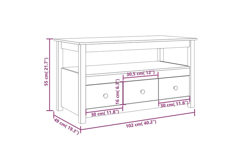 beBasic Soffbord 102x49x55 cm massiv furu - Möbler - Vardagsrum - Soffbord & vardagsrumsbord - Soffbord