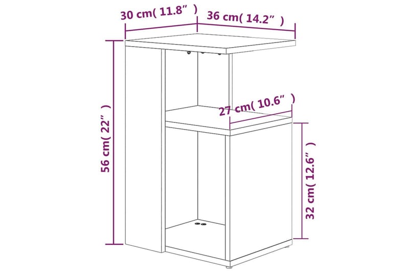 beBasic Soffbord rökfärgad ek 36x30x56 cm konstruerat trä - Möbler - Vardagsrum - Soffbord & vardagsrumsbord - Soffbord